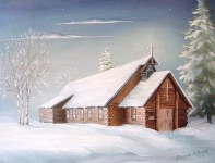 St. Mathews Episcopal Church, Fairbanks, AKOriginal oil painting by Brenda L.B. Kenneybuildings, Alaska, architecture, historical buildings,NH artist